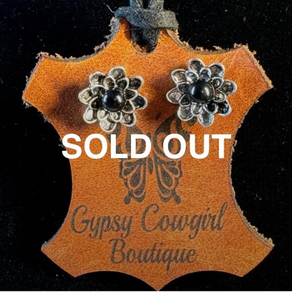 Southwest Style Black Stone Stud Post Fashion Earrings - Picture 5 of 6